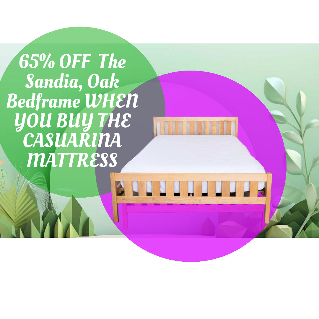 Huge discount on Oak bedframe when you purchase the Casuarina organic mattress