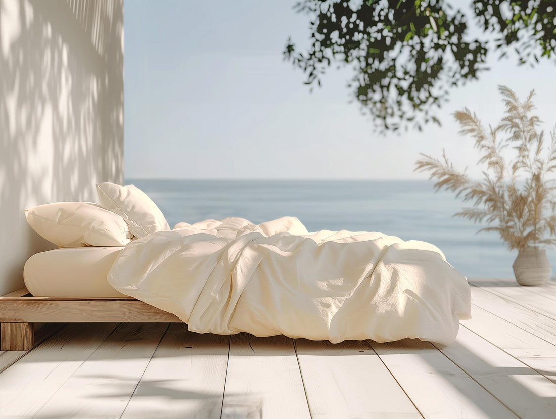Duvet with a grey duvet cover